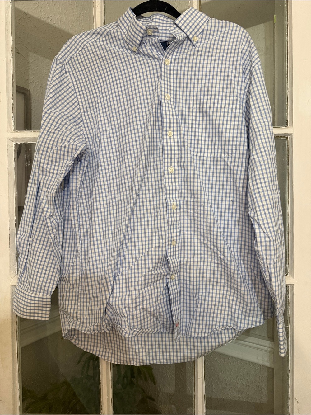 Vineyard Vines Men's Blue and White Check Button-Down Shirt
